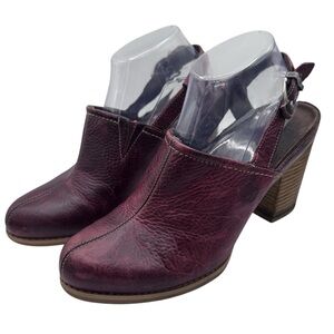 Timberland Women’s Burgundy Leather Mules - Size 8
